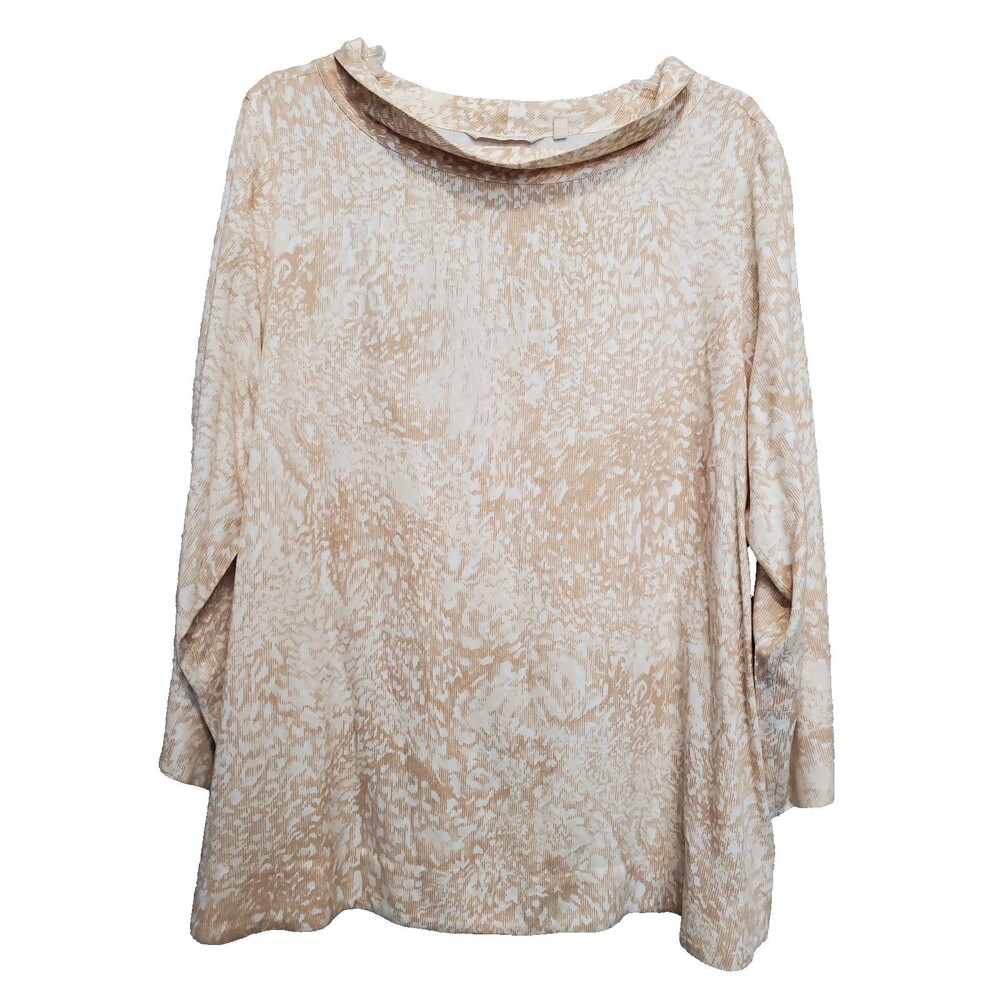 Soft Surroundings Adrienne Rayon Floral  Cowl Neck 3/4 Sleeve Blouse Size XL